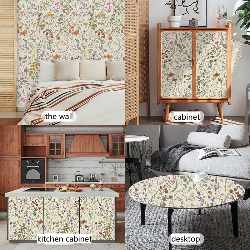 Giấy Dán Tường Tự Dính Họa Tiết Hoa Cúc / Lá Cây Dễ Thương Dùng Trang Trí