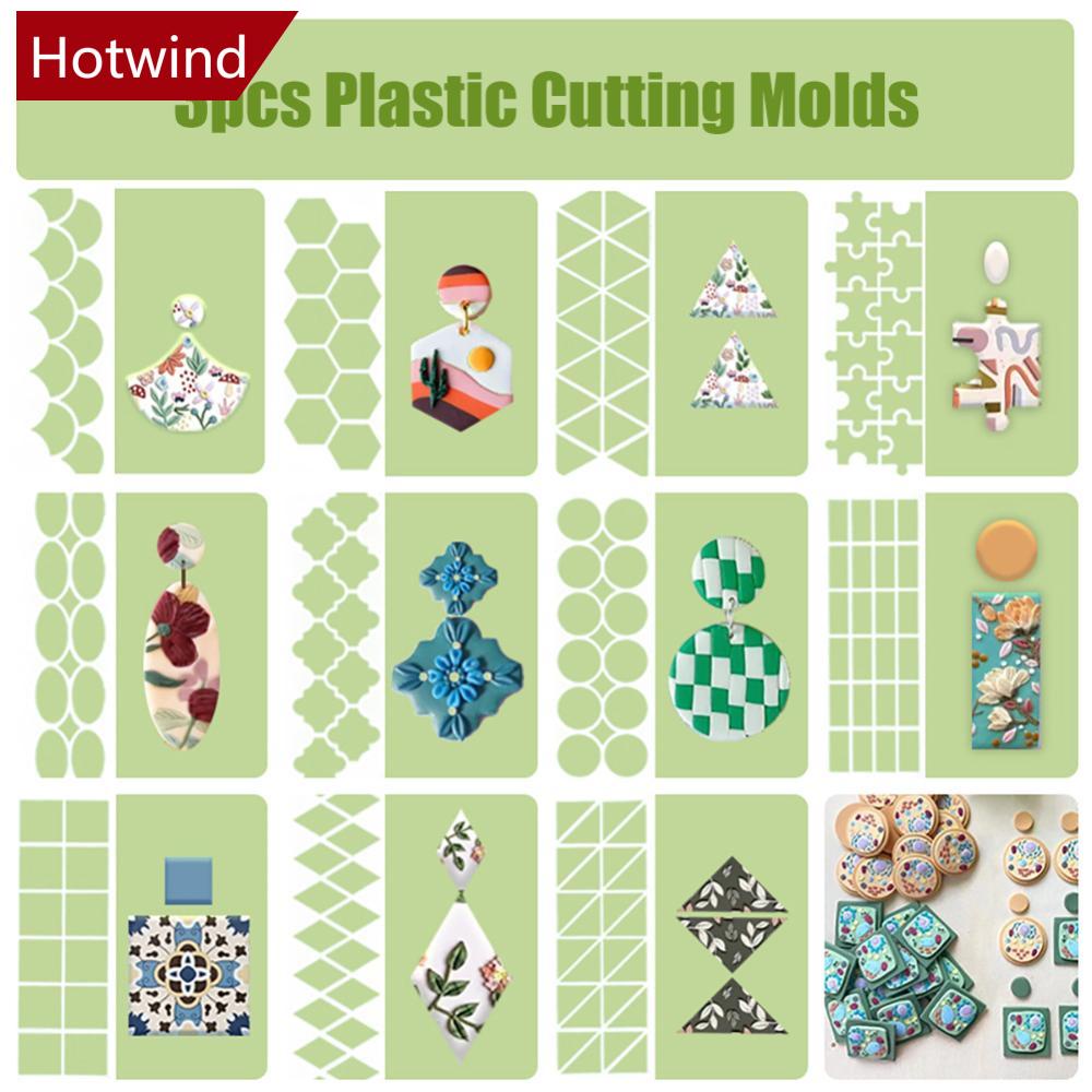 Set 3 Khuôn Cắt Đất Sét Polymer Hình Lục Giác / Tròn / Vuông / Hình Học DIY F2Y7