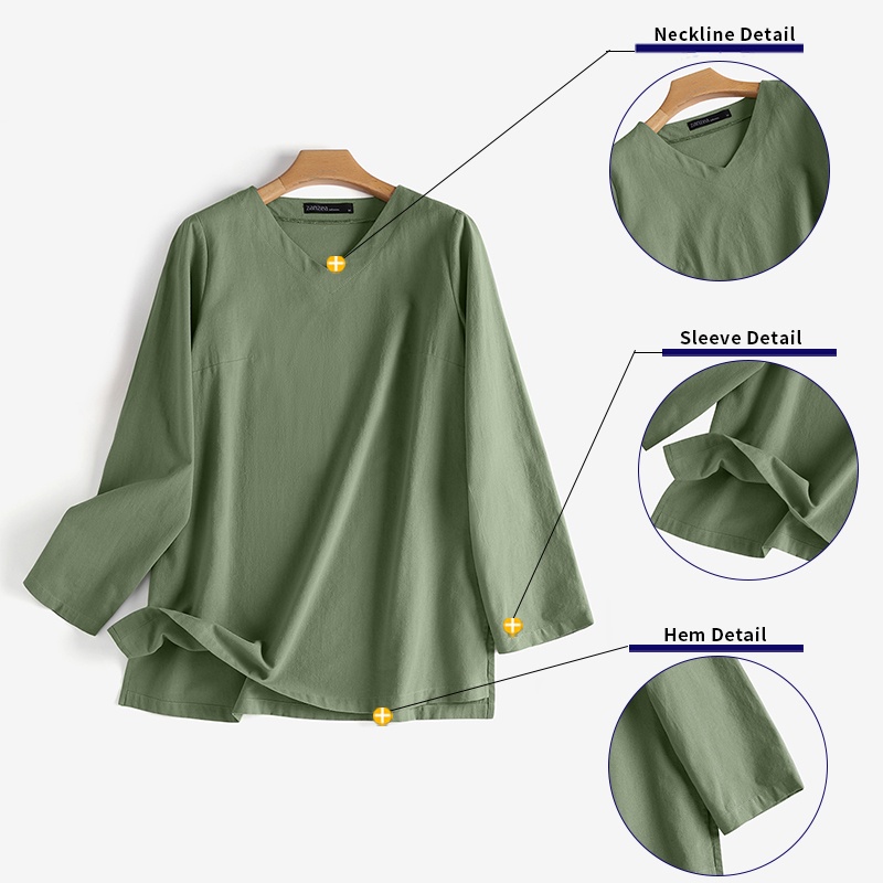 Áo nữ ZANZEA tay dài cổ chữ V thời trang quyến rũ