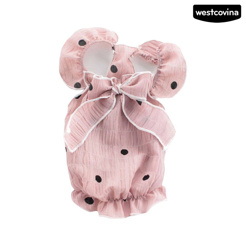 [COD]♝Đầm Công Chúa Xếp Ly Nhún Bèo Thoáng Khí Thắt Nơ Họa Tiết Chấm Bi Dễ Thương Cho Thú Cưng