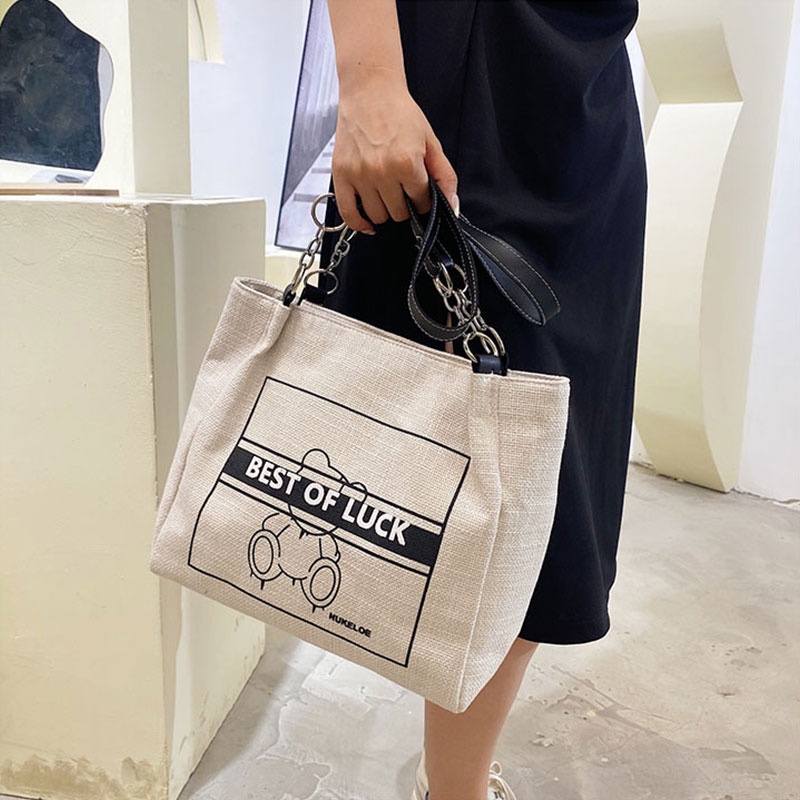 Mischa Túi Xách Đeo Vai Sức Chứa Lớn In Họa Tiết Đơn Giản Thời Trang Hàn Quốc