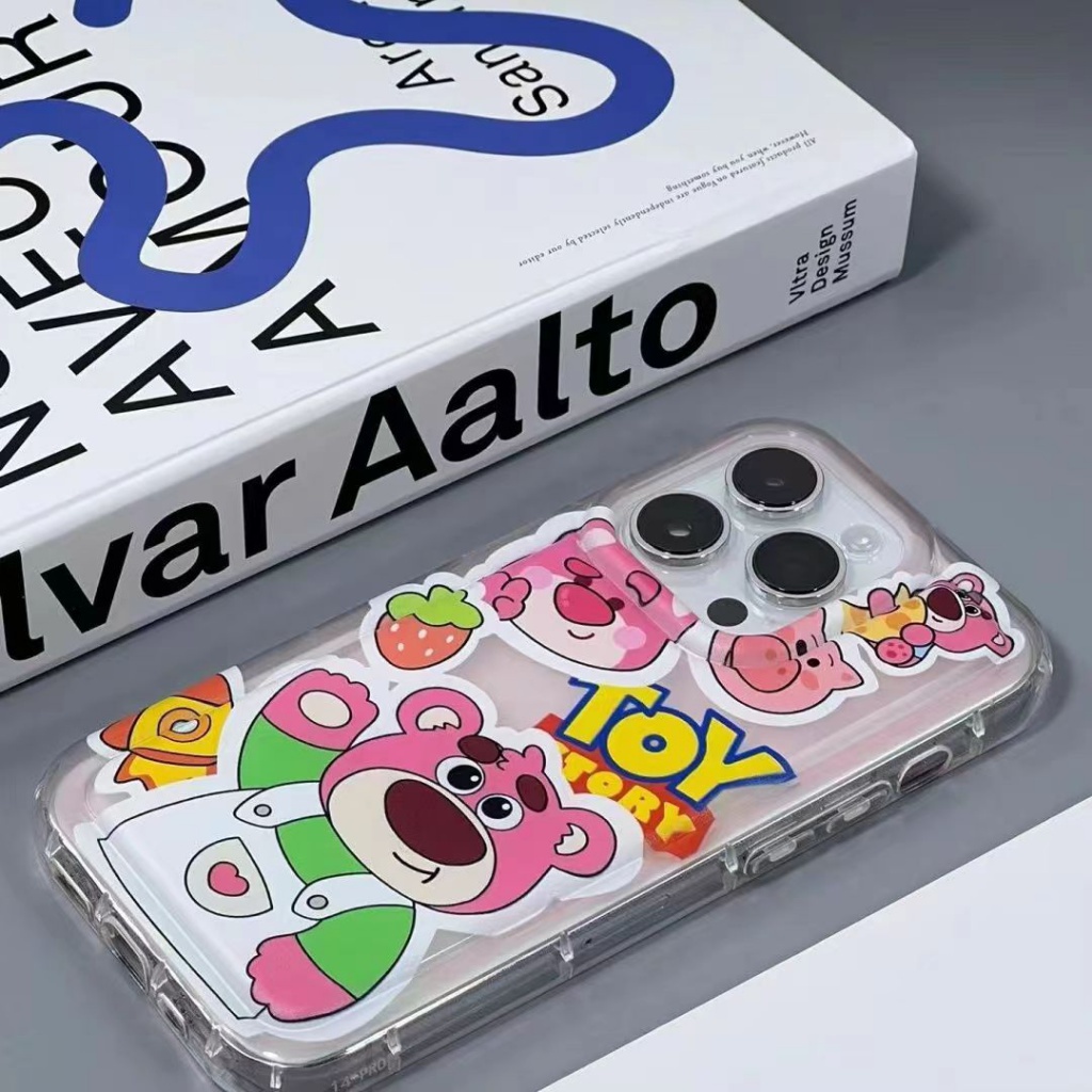 ✅Ốp Điện Thoại Túi Khí Mềm Hình Gấu Dâu Graffiti Cho iPhone14 13promax 12pro 78p xsmax xs