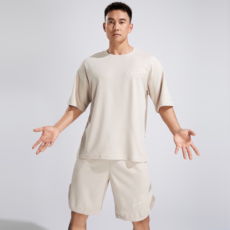 Áo Thun Ngắn Tay Thêu Chữ Waffle Thời Trang Mùa Hè Dành Cho Nam