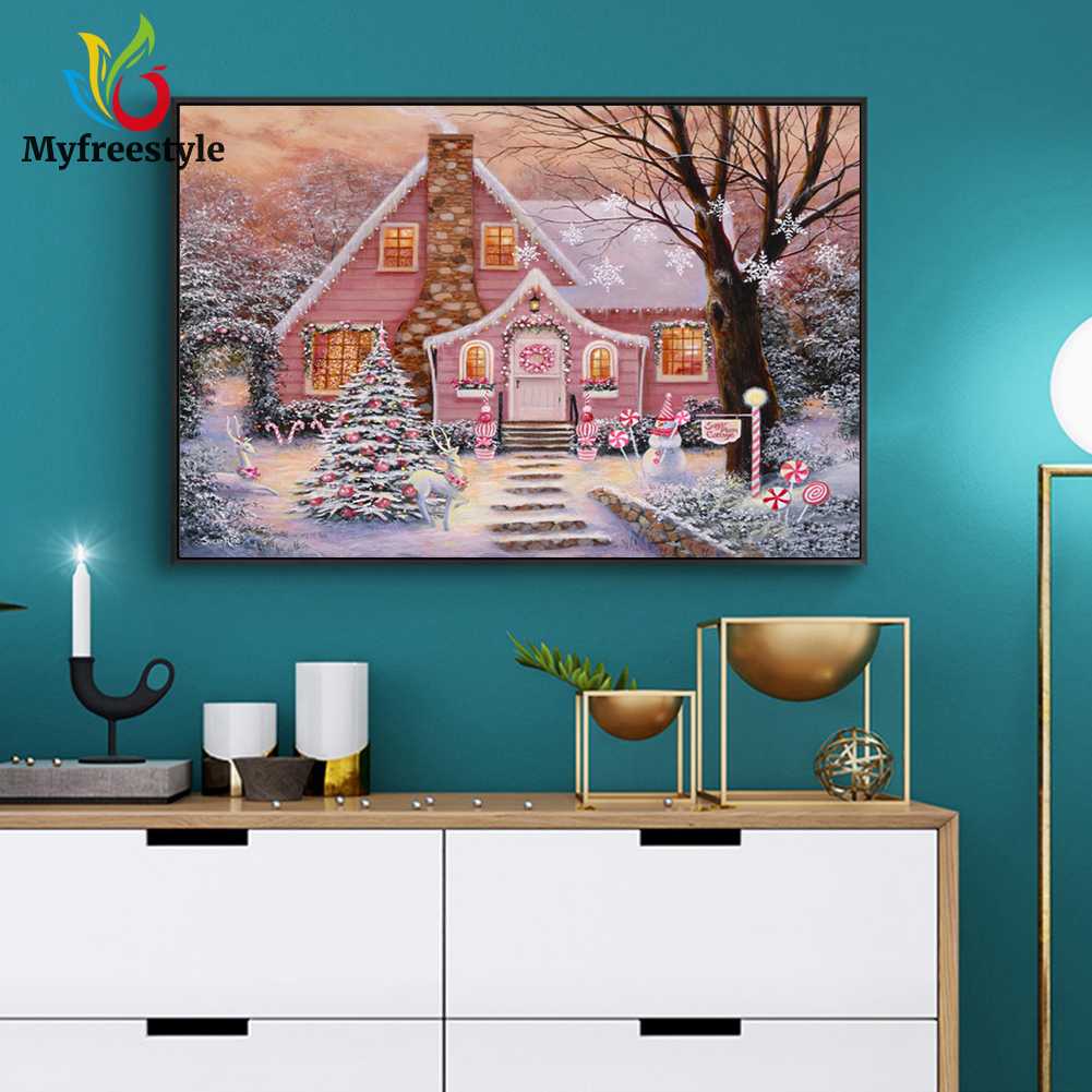 40*30cm Tranh Đính Đá Kim Cương Toàn Bộ Họa Tiết Giáng Sinh Diy