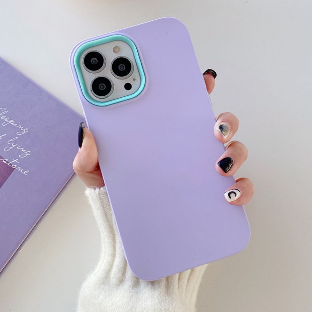 Ốp Điện Thoại TPU Mềm Chống Sốc Màu Trơn 3 Trong 1 Cho IPhone 14 13 12 11 Pro Max XS XR 8 7 Plus