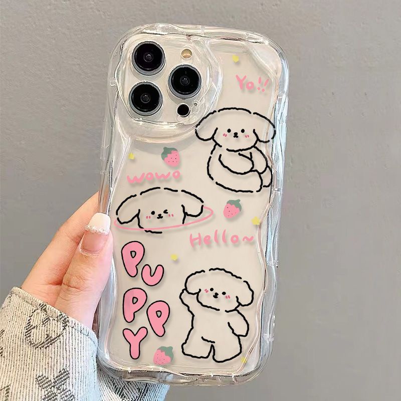 ✅Ốp Điện Thoại Mềm Trong Suốt Chống Sốc In Hình Cún Và Dâu Tây Cho iPhone14 / 13promax 12 / 11 7 / 8p xsxr