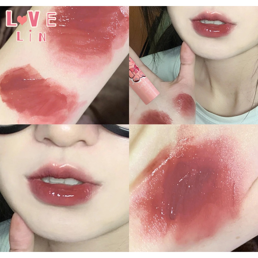 [lovelin] Son Môi Gege bear Màu Bóng Nhẹ Nước Mát Mẻ Tráng Gương Sáng Bóng Vui Nhộn Dành Cho Học Sinh Tiệc Tùng Đầu micro tipsy pout