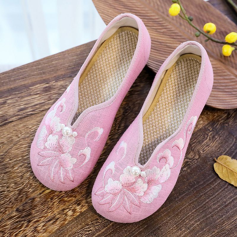 Giày Vải Oxford Đế Bằng Thêu Họa Tiết Thổ Cẩm Màu Sắc Thời Trang Xuân Thu Cho Nữ