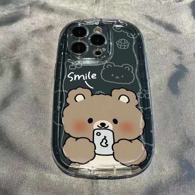Ốp Điện Thoại Silicon TPU Mềm Trong Suốt Chống Sốc In Hình Gấu Dễ Thương Cho IPhone 14 13 11 12 Pro XS Max X XR 7 + 8 Plus
