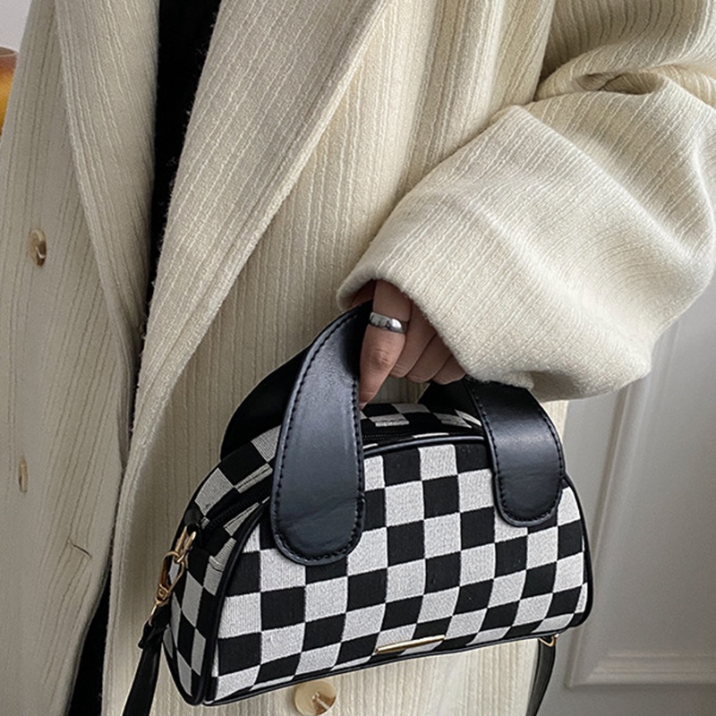 Ielgy Túi Xách Đeo Vai Hình Bán Nguyệt Họa Tiết Kẻ Ô retro Cá Tính Dễ Phối Đồ Cho Nữ