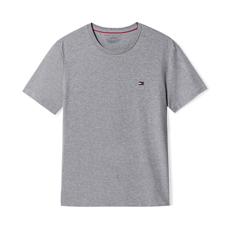 Áo Thun Tommyt Tay Ngắn Dáng Rộng Vải cotton Thêu Nhãn + Thẻ Treo Thời Trang Cho Cặp Đôi