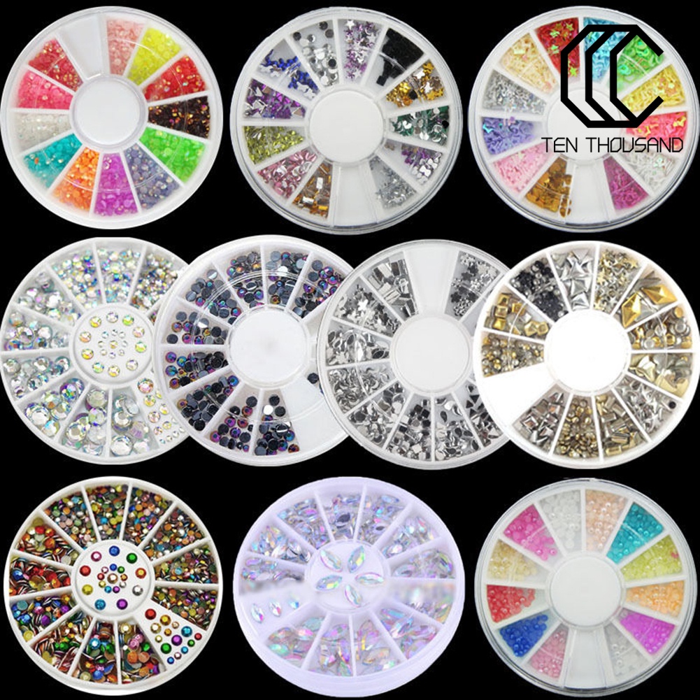 ☼Colorful Shiny Nail Art Decoration Wheel Colorful Star DIY Manicure Accessory