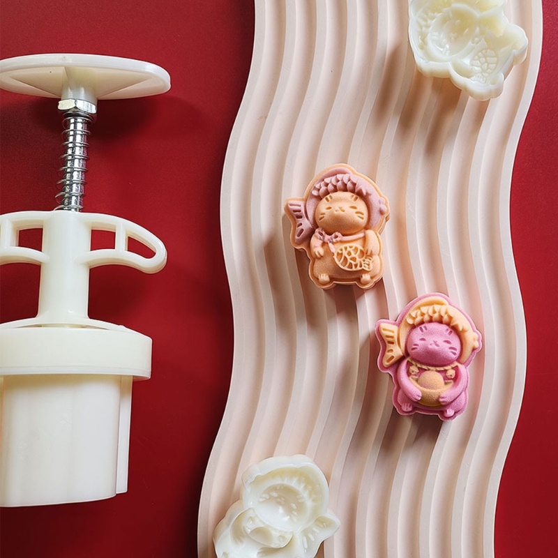 Khuôn Nhấn Làm Bánh Trung Thu Bằng Nhựa Hình Dễ Thương DIY