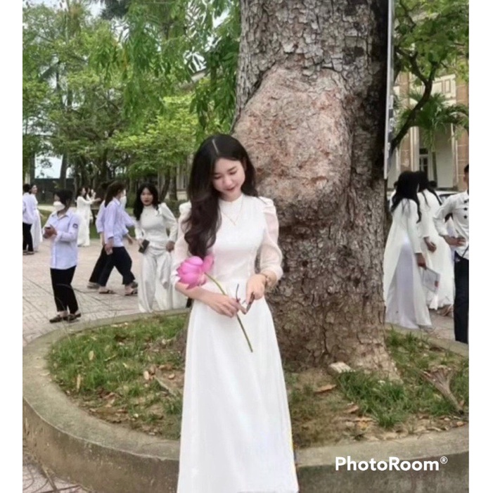 Áo dài voan tơ lụa 4 tà, vai bồng (Mẫu huyenne)