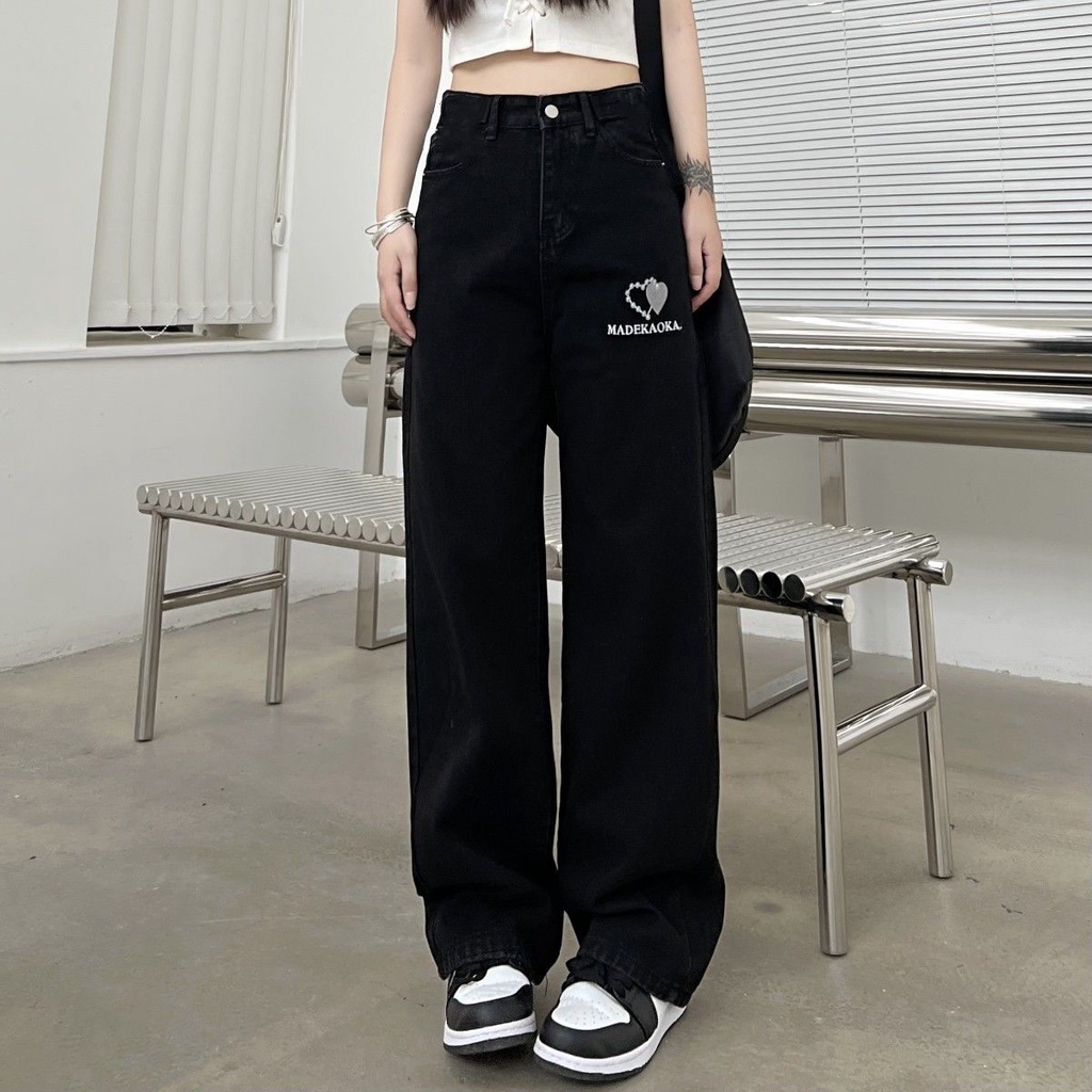 NZN Quần jeans Dài Lưng Cao Thời Trang Hàn Quốc Cá Tính Cho Nữ