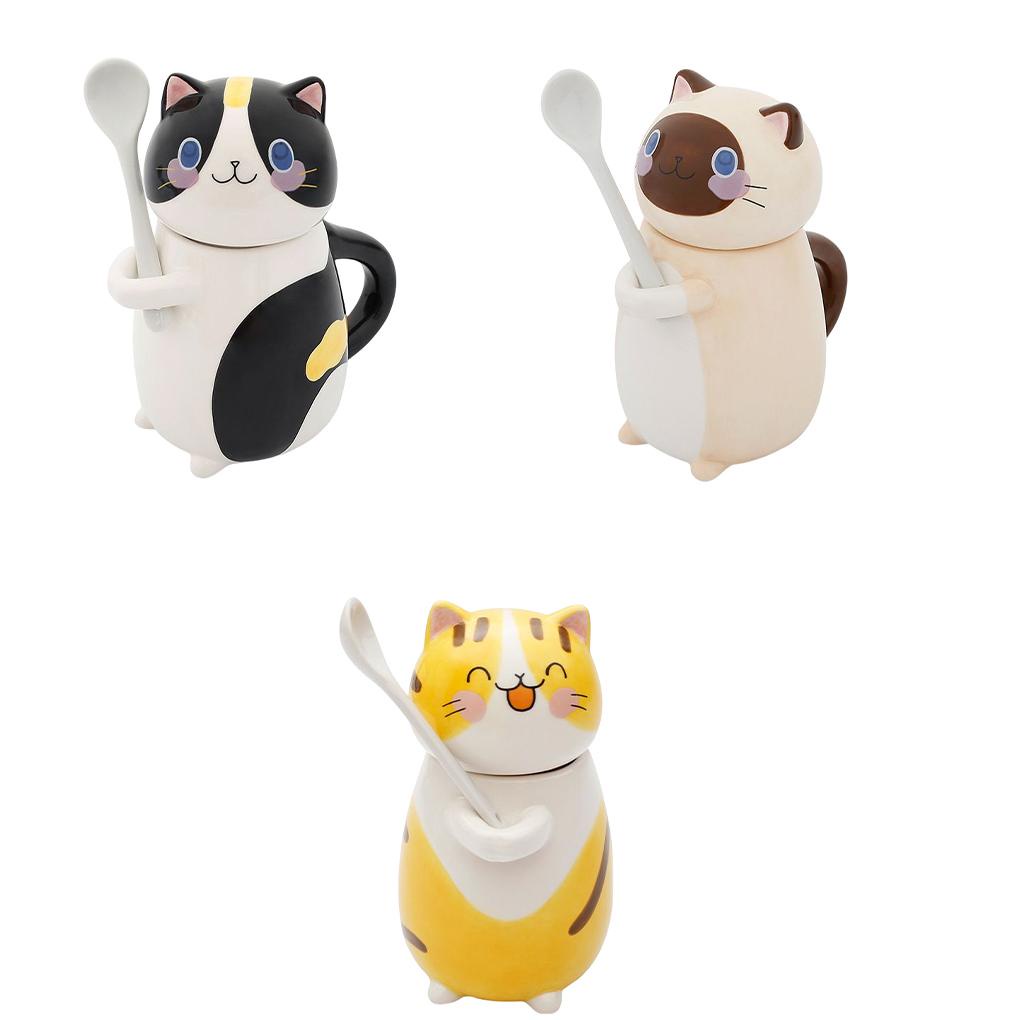 Cốc Ăn Sáng Có Nắp Đậy Và Muỗng Họa Tiết Hoạt Hình Phong Cách Nhật Bản Dễ Thương