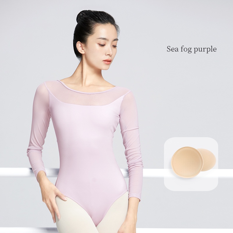 Bộ Đồ Tập Múa Ba Lê Màu Đen Phối Lưới Tay Dài Thời Trang Cho Nữ