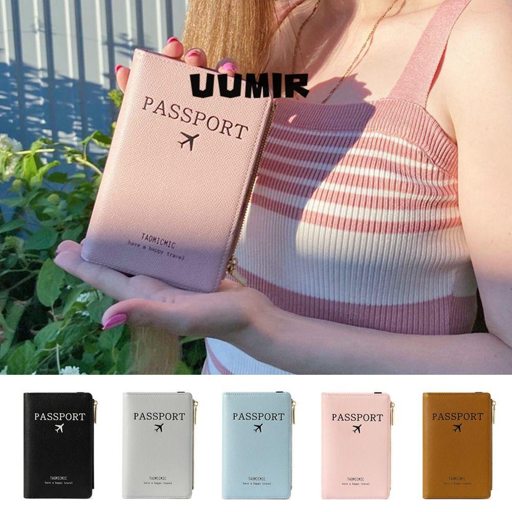 UUMIR Túi đựng hộ chiếu giữ thẻ tín dụng RFID da PU siêu mỏng thời trang đa năng đơn giản cho du lịch