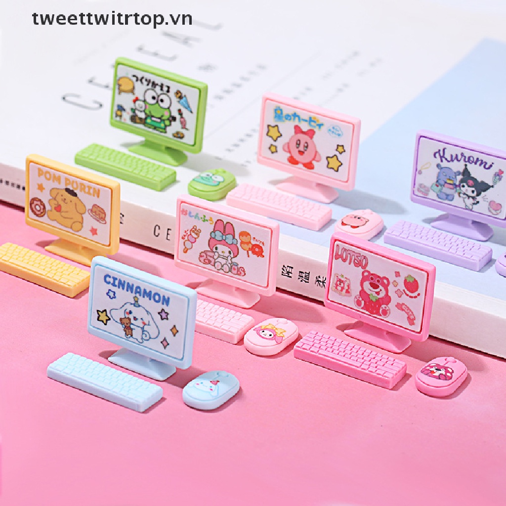 Bộ Bàn Phím + Chuột + Màn Hình TRTOP Mini Trang Trí Nhà Búp Bê