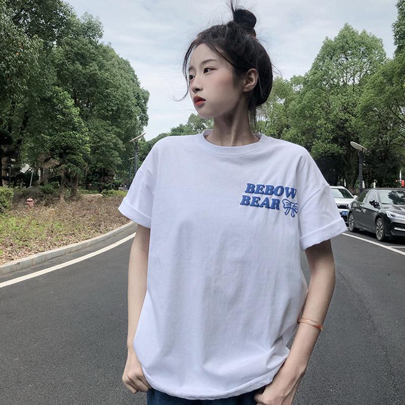 Áo thun nữ form rộng in Gấu chữ nổi chất liệu 100% cotton thoáng mát MS6710