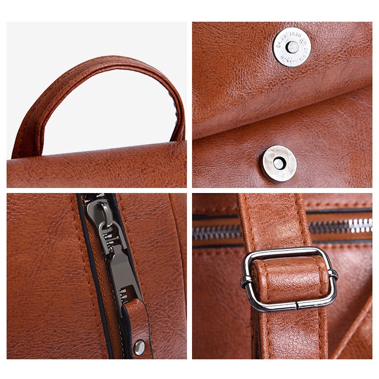 Ba Lô Da Trơn Ngăn Chứa Rộng Chuwanglin Cổ Điển Cho Nữ