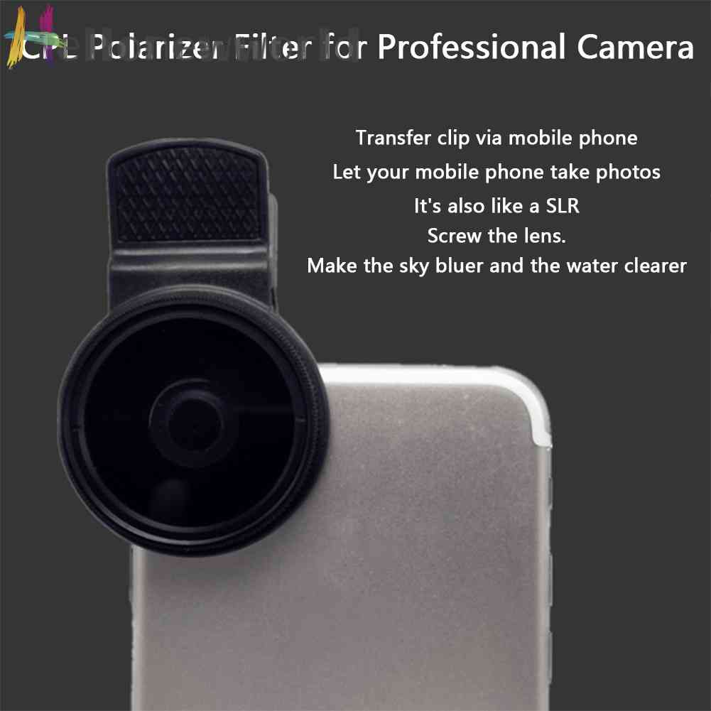 Universal Portable Circular Polarizer Phone Clip Camera CPL Filter Lens Kit