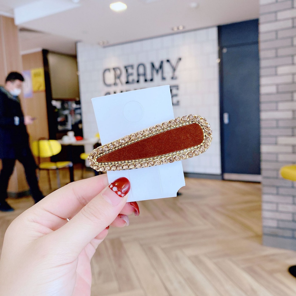 Kẹp Tóc BB Đính Đá Hình Vuông Đơn Giản Phong Cách Hàn Quốc Mới