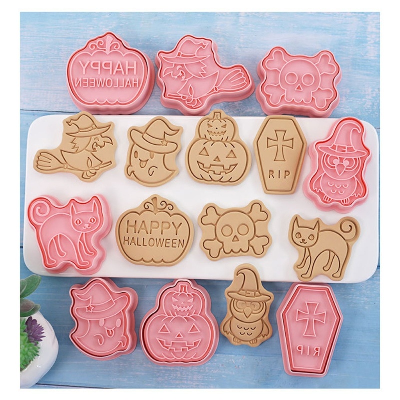 Set 24 Khuôn Làm Bánh Quy Bằng Nhựa PP Kiểu Dáng Hoạt Hình Phong Cách Halloween