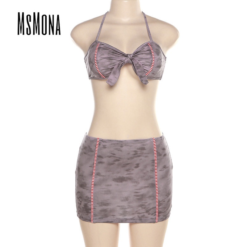 MsMona Bộ Đồ Bơi Không Tay Lưng Thấp Dáng Ôm In Họa Tiết Thời Trang 2023 Quyến Rũ Cho Nữ