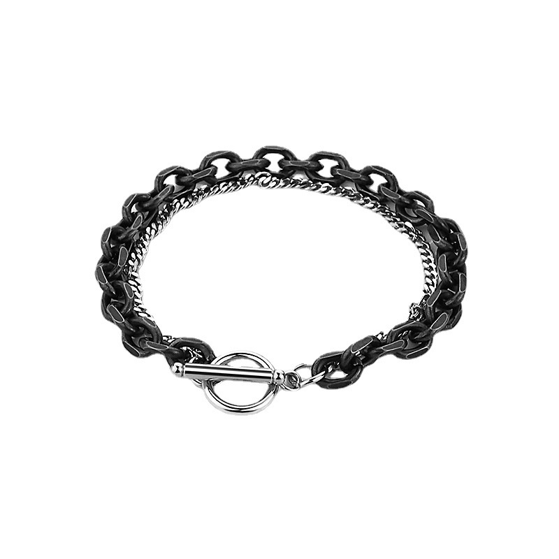 Vòng Tay Thép Titan Thiết Kế Đơn Giản Phong Cách Hip Hop Cho Nam