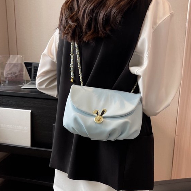 Túi Đeo Vai Màu Kẹo Phối Dây Xích Đơn Giản Thời Trang Cho Nữ