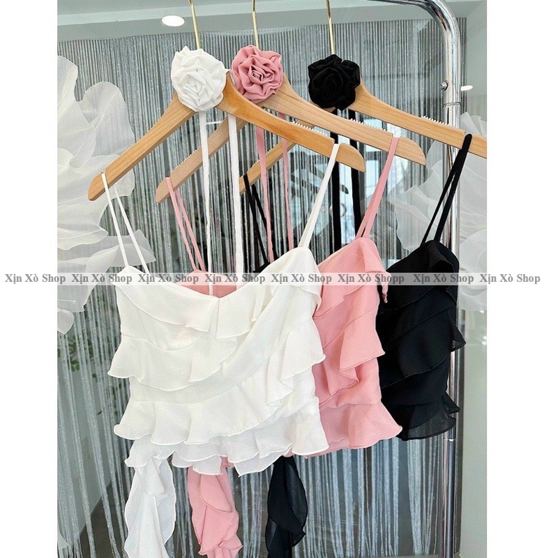 Áo 2S Có Mút Ngực Kèm Dây Hoa Xếp Tầng Tua Rua HotGirl Mẫu Mới Xịn Xò Shop