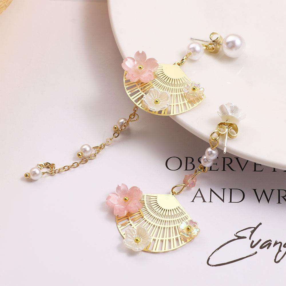 Bông Tai VANES1 Hình Quạt Phong Cách Retro Thanh Lịch Cho Nữ