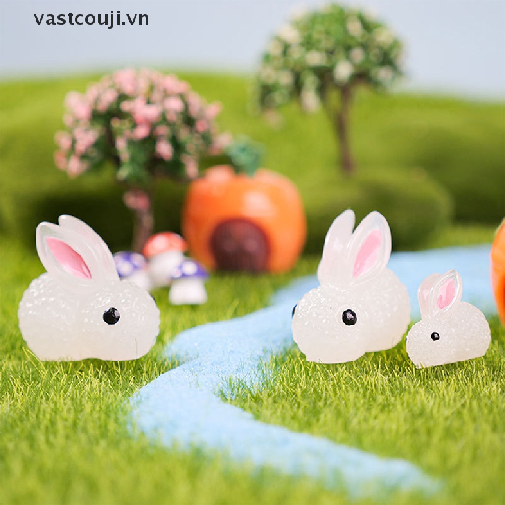 Set 5 Tượng Thỏ Phát Sáng Trong Bóng Tối Trang Trí Tiểu Cảnh
