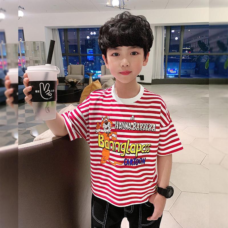 [Phong Cách Mới] ~ Áo Thun Cotton Trơn Ngắn Tay Kẻ Sọc Phong Cách Mới 2023 Cho Bé Trai