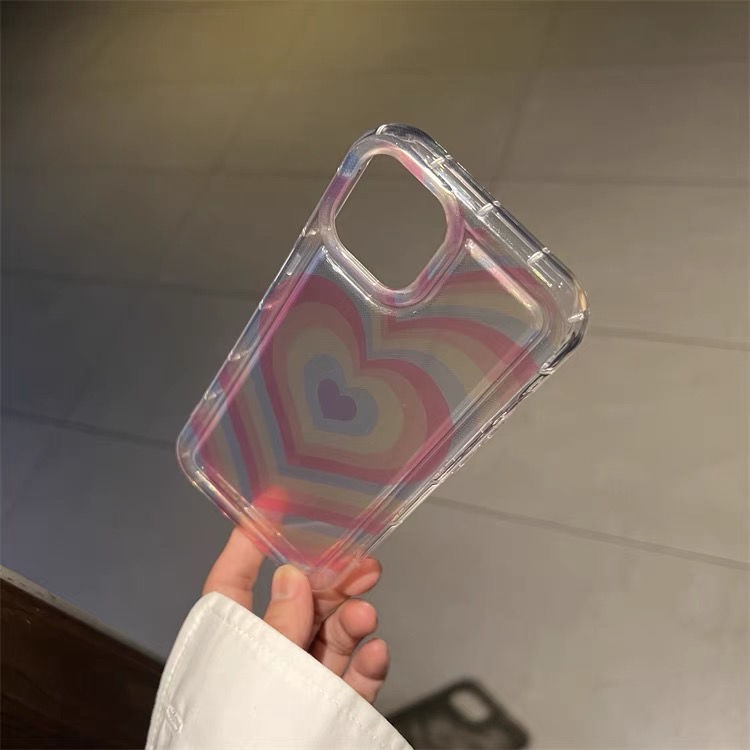 Ốp Điện Thoại Silicon TPU Mềm Trong Suốt Họa Tiết Trái Tim Cho IPhone 14 13 11 12 Pro XS Max X XR 7 + 8 Plus