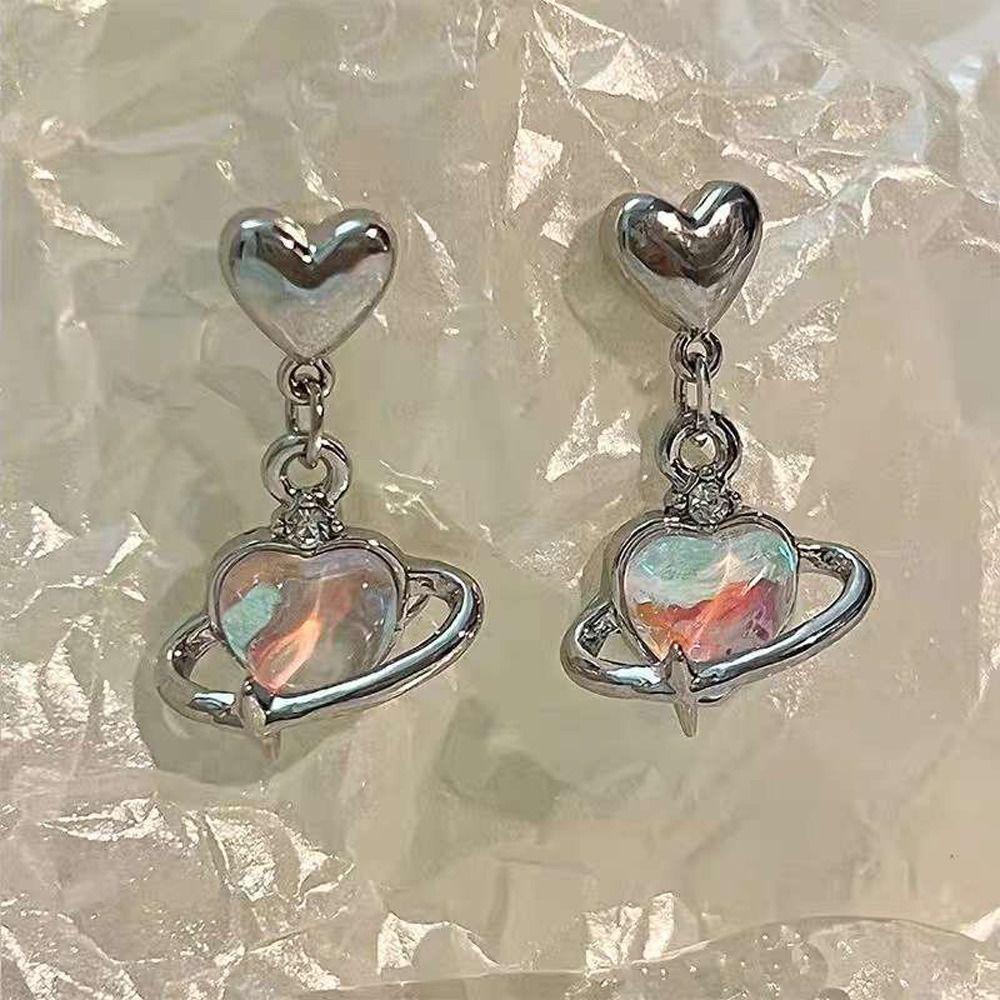 Đôi Bông Tai Hình Trái Tim Thời Trang Giản Dị Dành Cho Nữ|Bông Tai Hợp Kim Dáng Dài Phong Cách Hàn Quốc Thời Trang