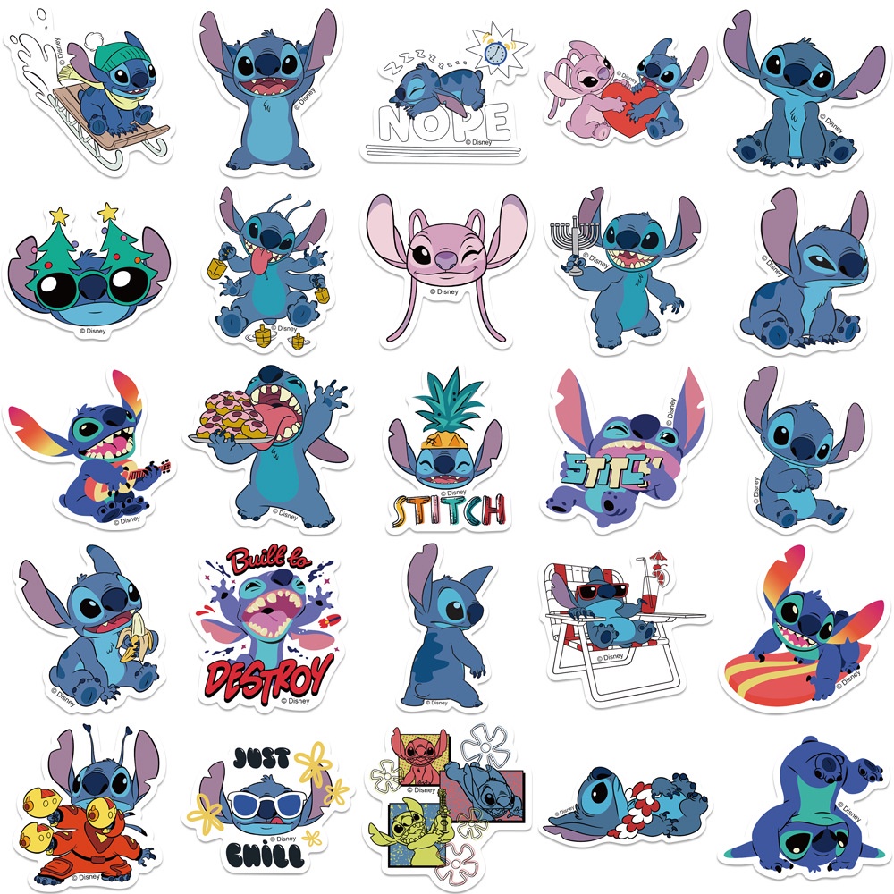 ❉ Disney. Hình Dán Lilo &amp; Stitch Series 02 ❉ Bộ 50 Sticker Chống Thấm Nước Họa Tiết Doodle Hợp Thời Trang