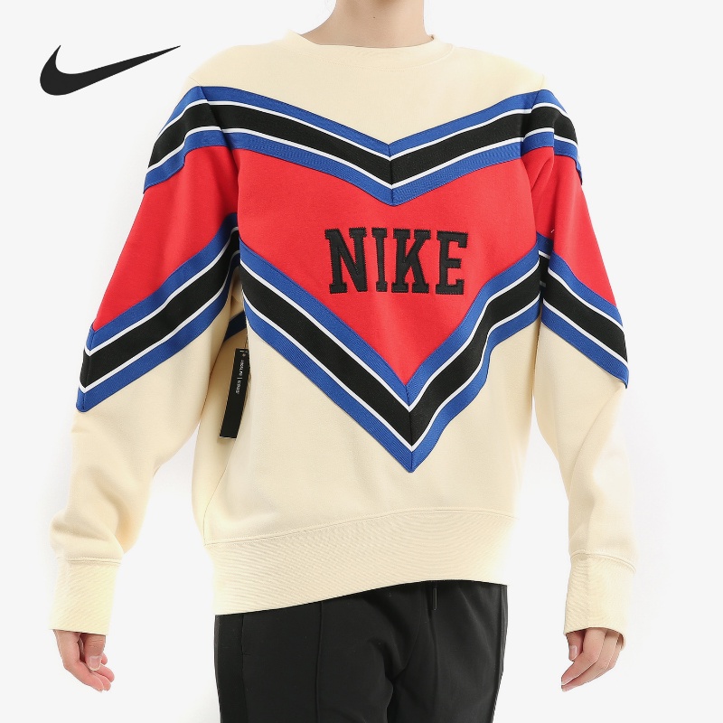 Áo Sweater nike100 Dệt Kim Dày Dặn Ấm Áp Thêu Họa Tiết Tương Phản Kiểu vintage Thời Trang Cho Nữ