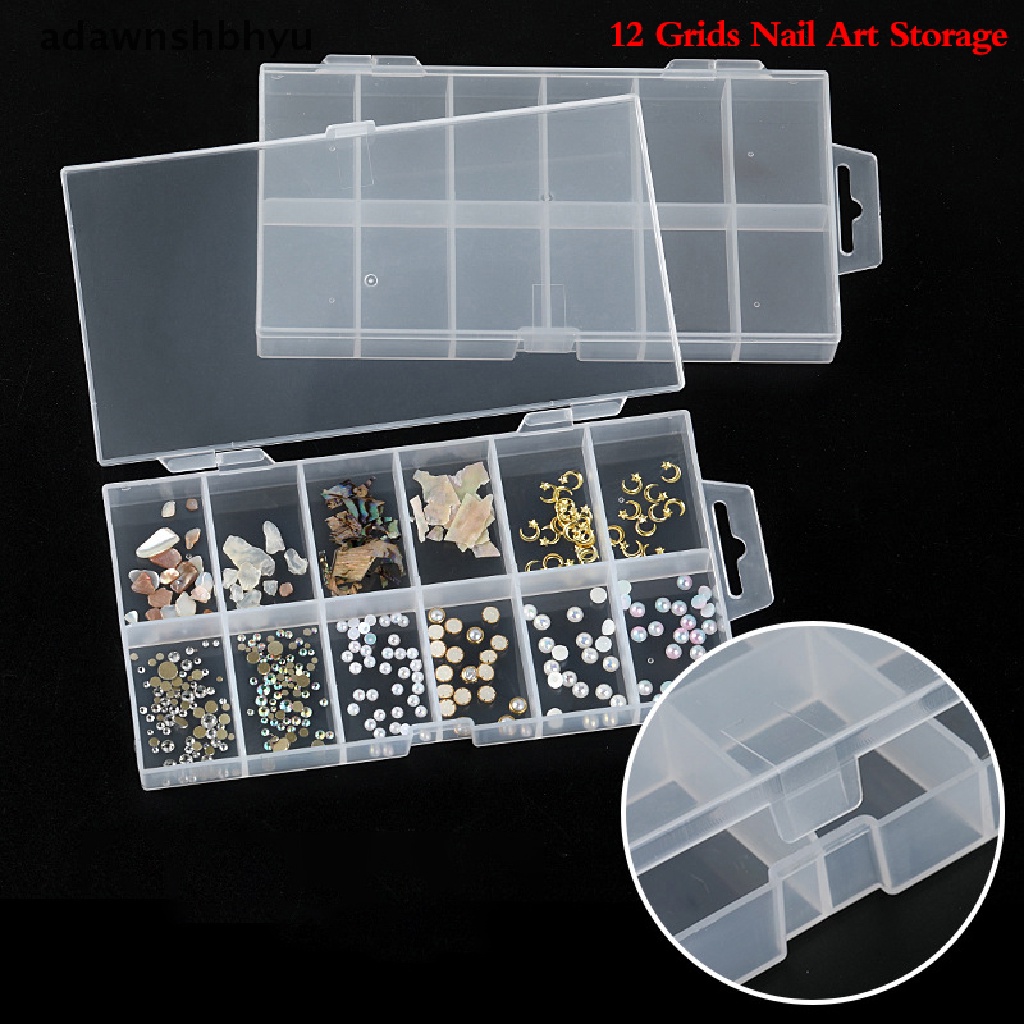 Hộp Nhựa 12 Ngăn Đựng Vật Dụng Trang Trí Móng Tay