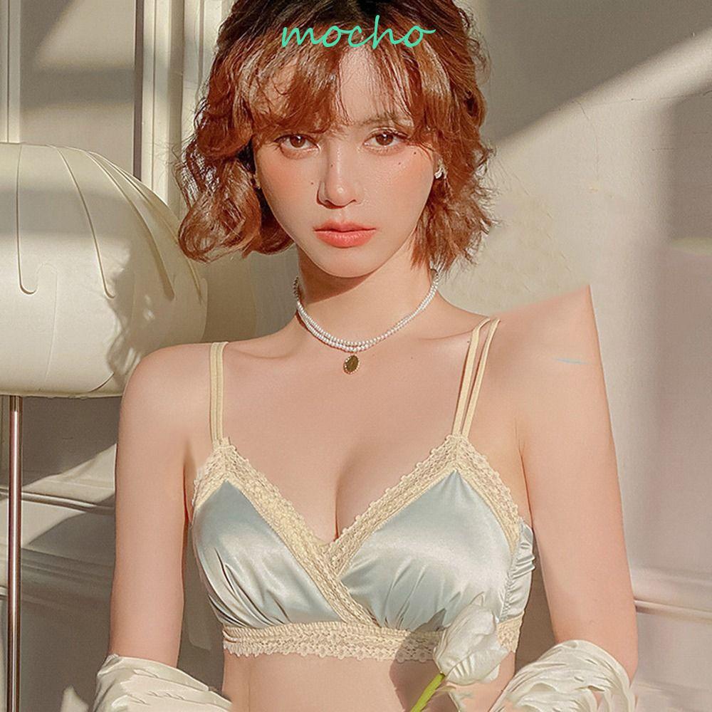 Áo lót Satin Không Gọng 3 / 4 Cúp Mỏng Thời Trang Quyến Rũ Cho Nữ