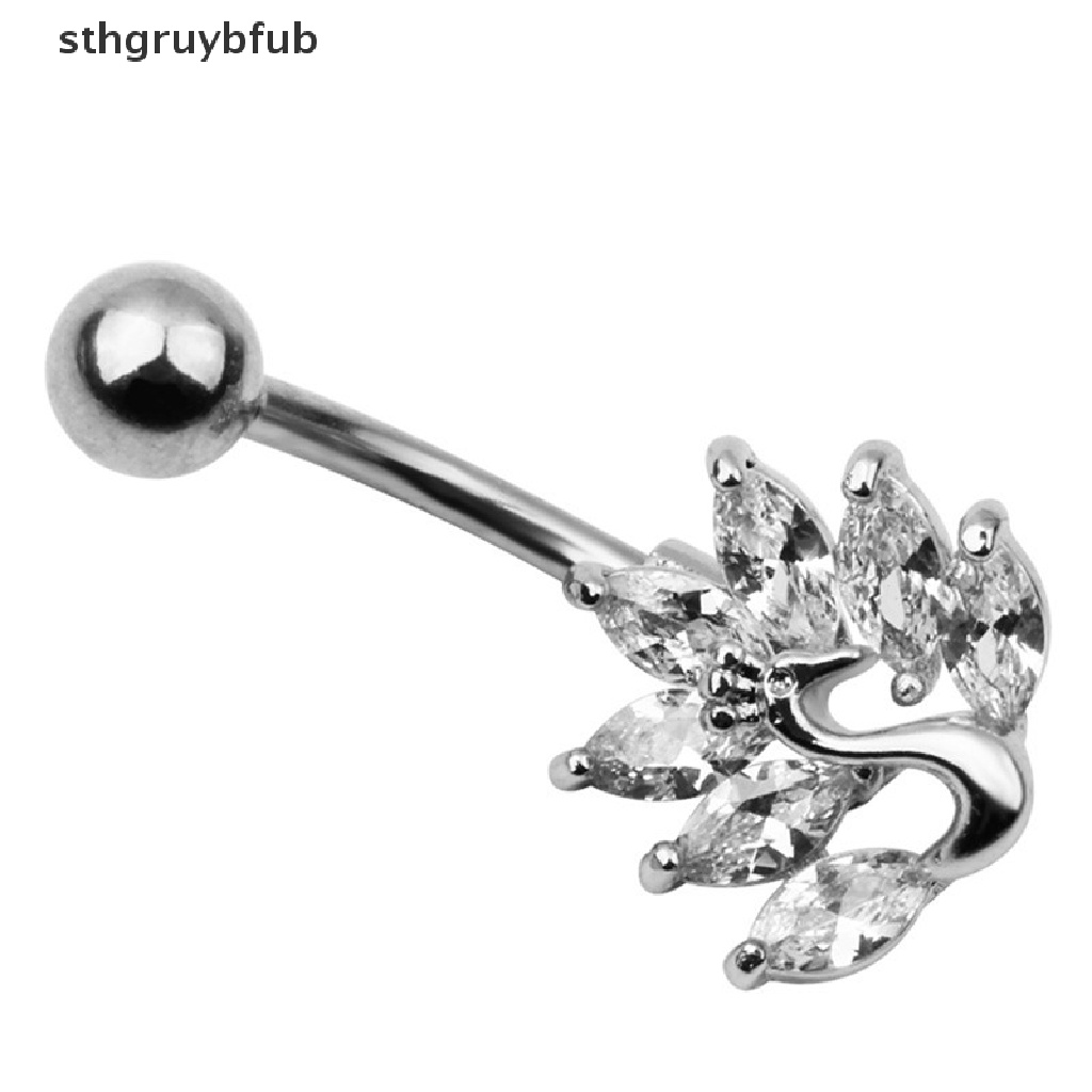 Khuyên RốN HìNh Đuôi Công ĐíNh Đá BằNg ThéP Không Gỉ