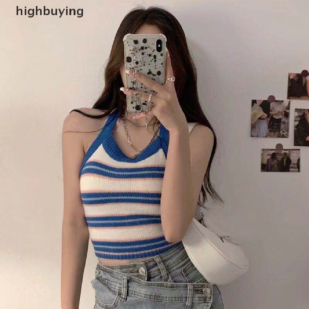 Áo Croptop Dệt Kim Y2K Hở Lưng Gợi Cảm Cho Nữ