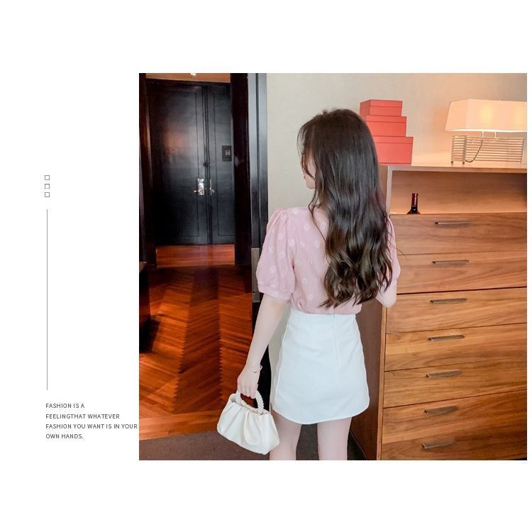 Áo Thun Tay Phồng Ngắn Cổ Tròn Phối Ren Phong Cách Vintage Pháp N518