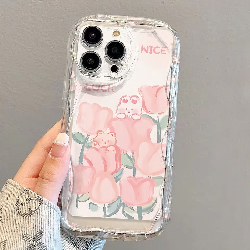 ✅Ốp Điện Thoại Mềm Trong Suốt Chống Sốc Hình Hoa Tulip Và Thỏ Cho iPhone14 / 13promax 12 / 11 7 / 8p xs TP8H