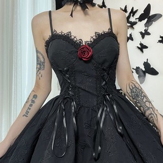 Đầm lolita hai dây phối ren thắt eo (Kèm Ảnh Thật)