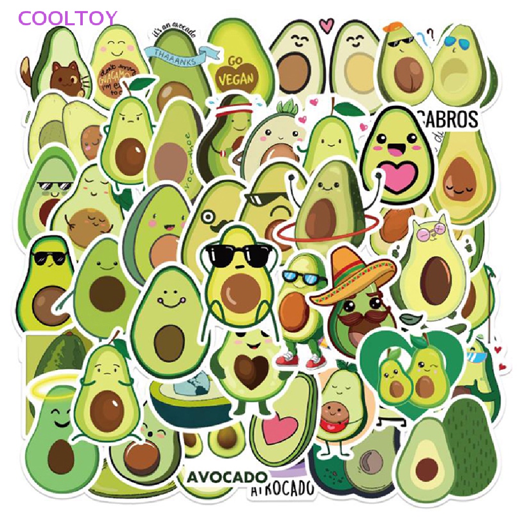 Cooltoy 50 Miếng Dán Họa Tiết Graffiti Quả Bơ Hoạt Hình Graffiti Trang Trí Vali Laptop Mũ Bảo Hiểm