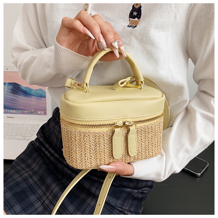 Túi Xách Cói Có Khóa Kéo Đựng Son Môi Màu Sắc Thời Trang Mới Cho Nữ