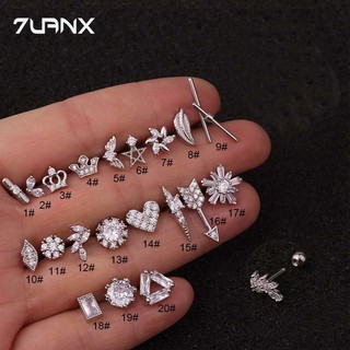 7uanX 1 Khuyên Tai Bạc / Vàng Hình Chiếc Lá / Trái Tim 16Gauge Helix Thời Trang Cho Nữ