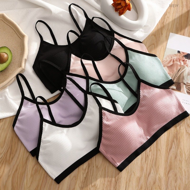 Áo Ngực Thể Thao Hai Dây Bằng Cotton Nguyên Chất Cài Nút Sau Lưng v7m Cho Nữ